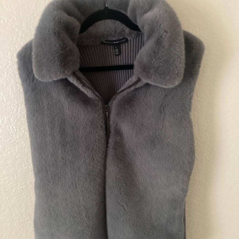 White House Black Market Gray Teddy sweater vest